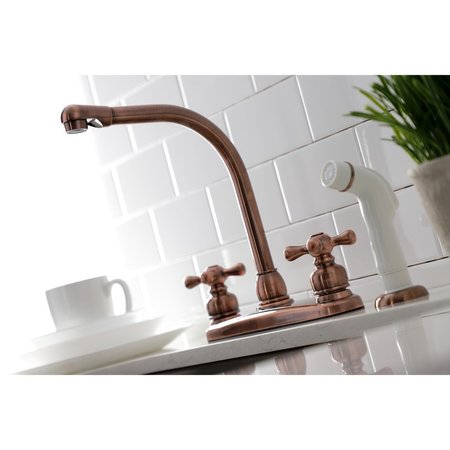 Kingston Brass KB716AX Victorian Centerset Kitchen Faucet, Antique Copper KB716AX